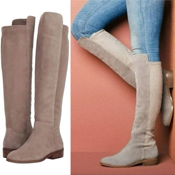 Sole Society Calypso Knee High Suede Gray Boots 10 Riding over the knee pull on - Picture 1 of 11